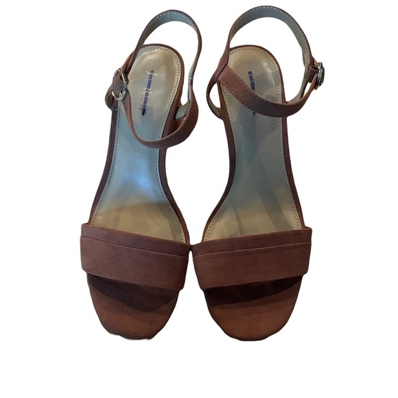 J.Crew Brown suede Women's wedge Sandals 
size 9    3inch heel ankle strap - Picture 1 of 5
